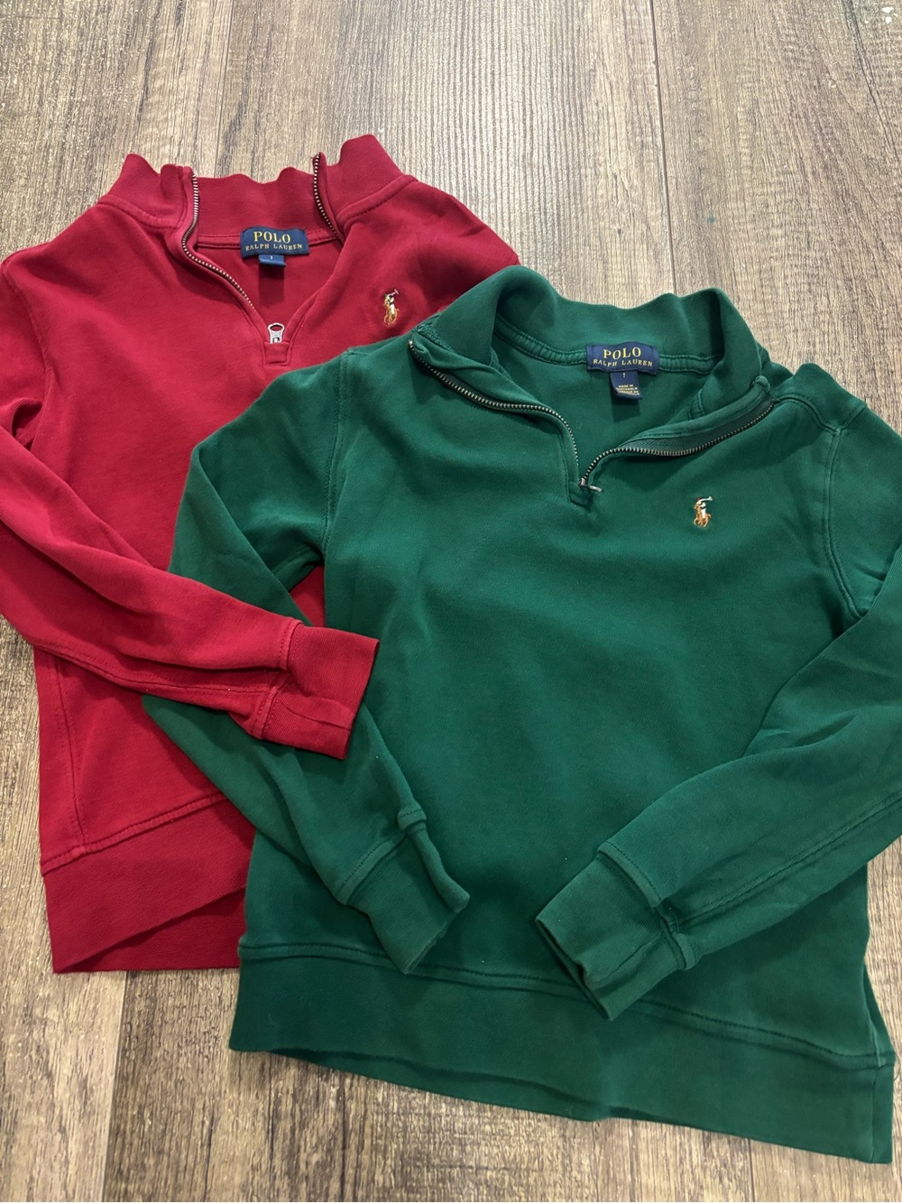 Polo by Ralph Lauren Kids Red & Green Half-Zip Sweatshirts
